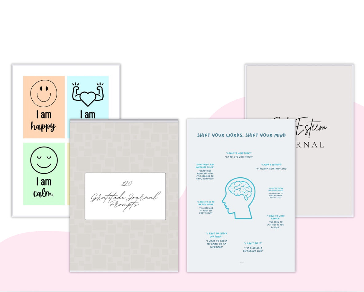 Self-Esteem & Confidence Growth Bundle – 4 Printable Tools for Positivity, Gratitude & Lasting Confidence