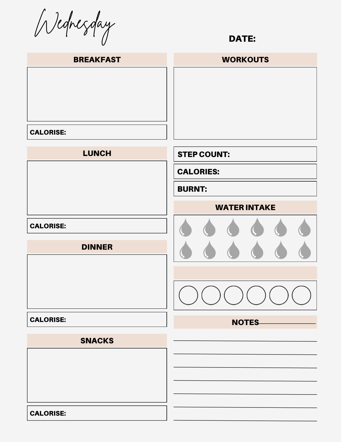 7-Day Printable Food Diary | Weight Loss, Step Count, Mood & Meal Tracker | Elarah Wellness PDF Planner