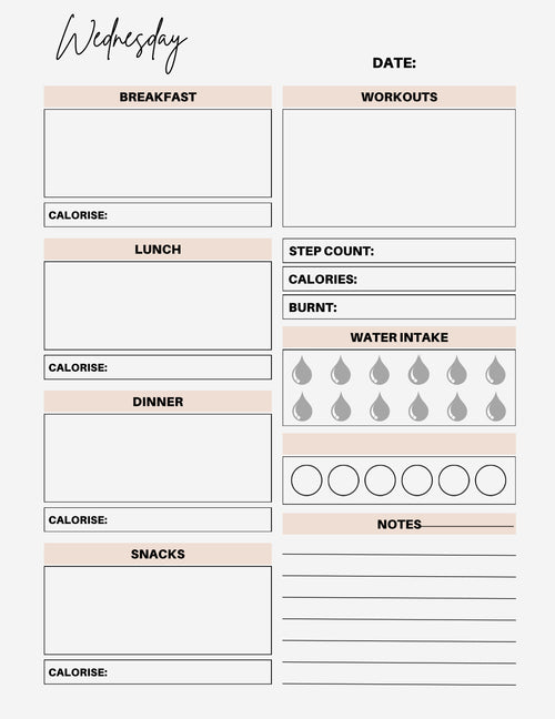 7-Day Printable Food Diary | Weight Loss, Step Count, Mood & Meal Tracker | Elarah Wellness PDF Planner