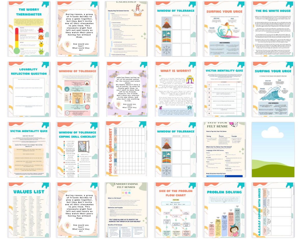 Therapy Skills & Emotional Growth Workbook Bundle (76 Pages) | CBT & DBT Printable Tools