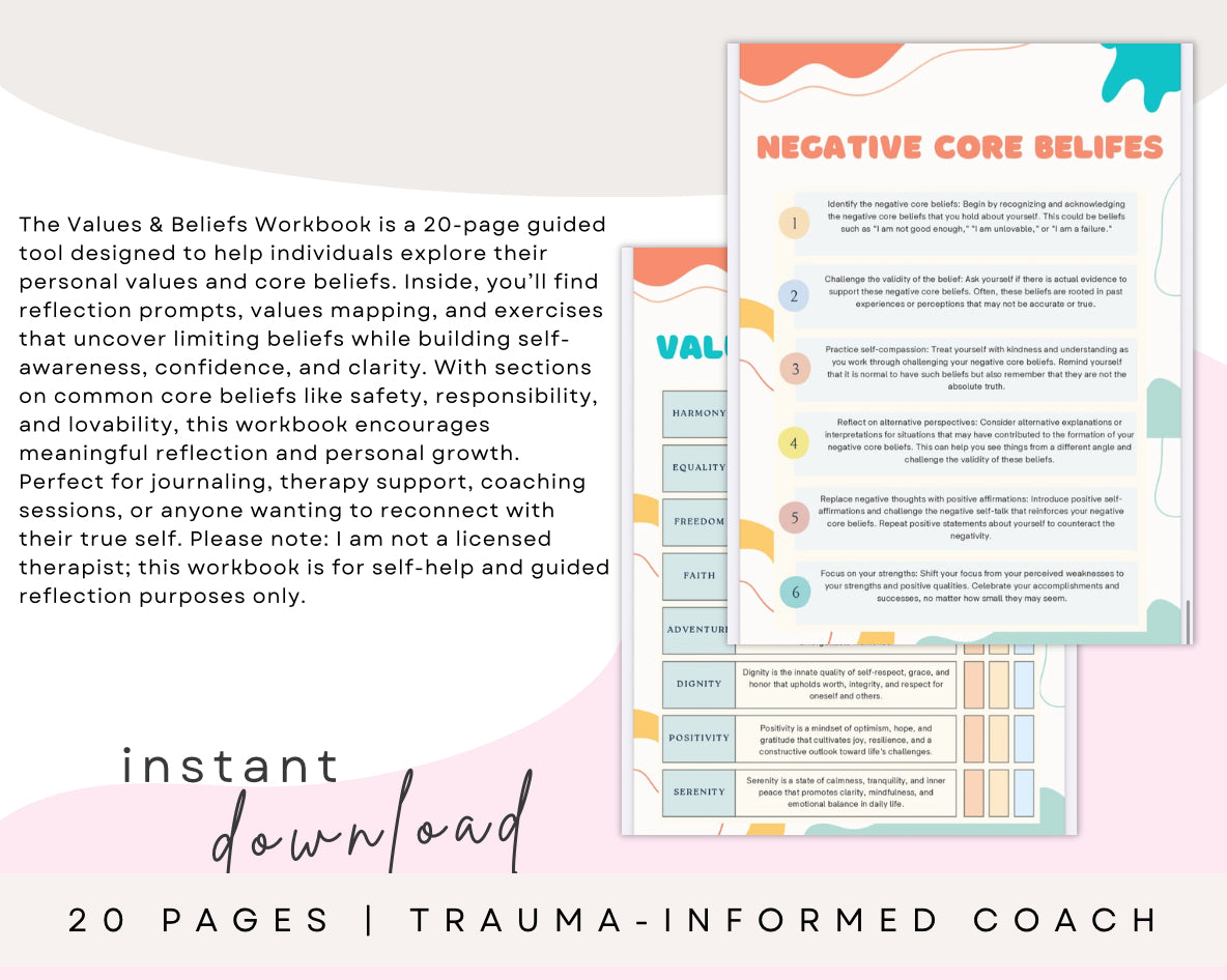 Values & Beliefs Workbook (20 Pages)