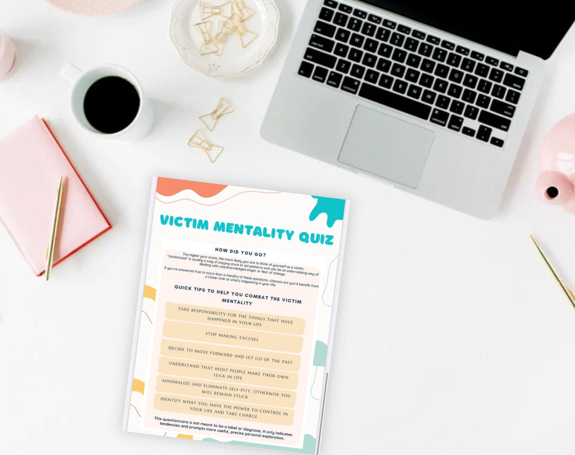 Victim Mentality Quiz – 5-Page Printable Self-Reflection Worksheet (Digital Download)