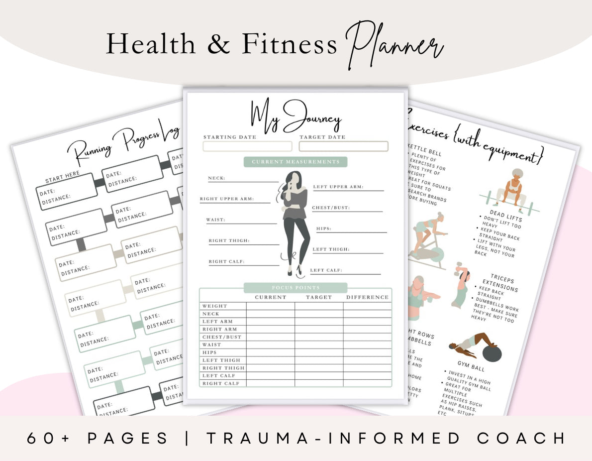 Health & Fitness Planner – 63 Page Printable Wellness Journal