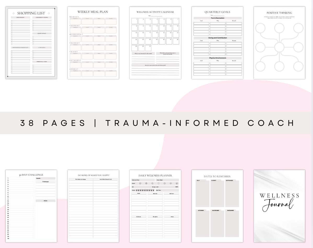 Printable Wellness Journal – 38-Page Self-Care & Gratitude Planner (Digital Download)