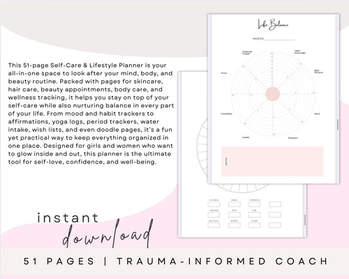 51-Page Self-Care & Lifestyle Planner | Beauty, Wellness & Mental Health Printable