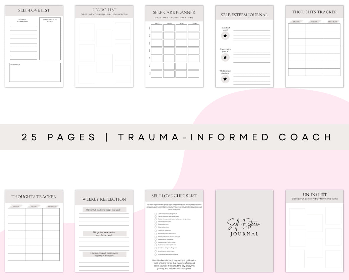 Self-Esteem Journal | Printable Mental Health Workbook | Self-Love, Confidence & Self-Worth Tools | Emotional Healing & Inner Growth PDF