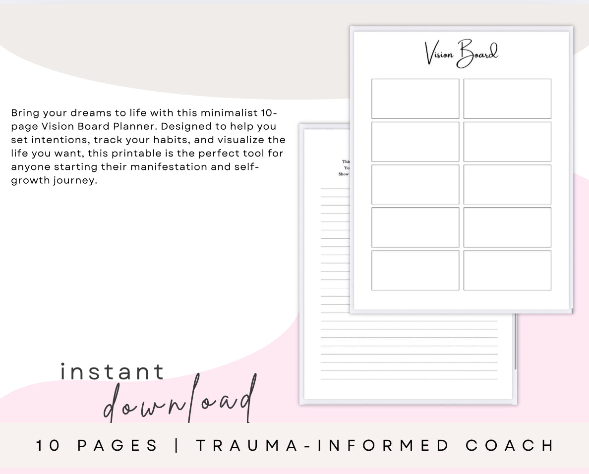 Vision Board Planner (10 Pages) | Printable PDF for Manifestation & Goal Setting
