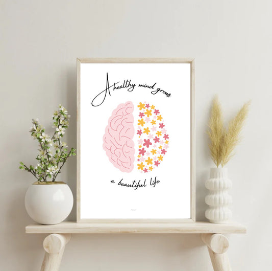 A Healthy Mind Grows a Beautiful Life – Printable Wall Art Quote