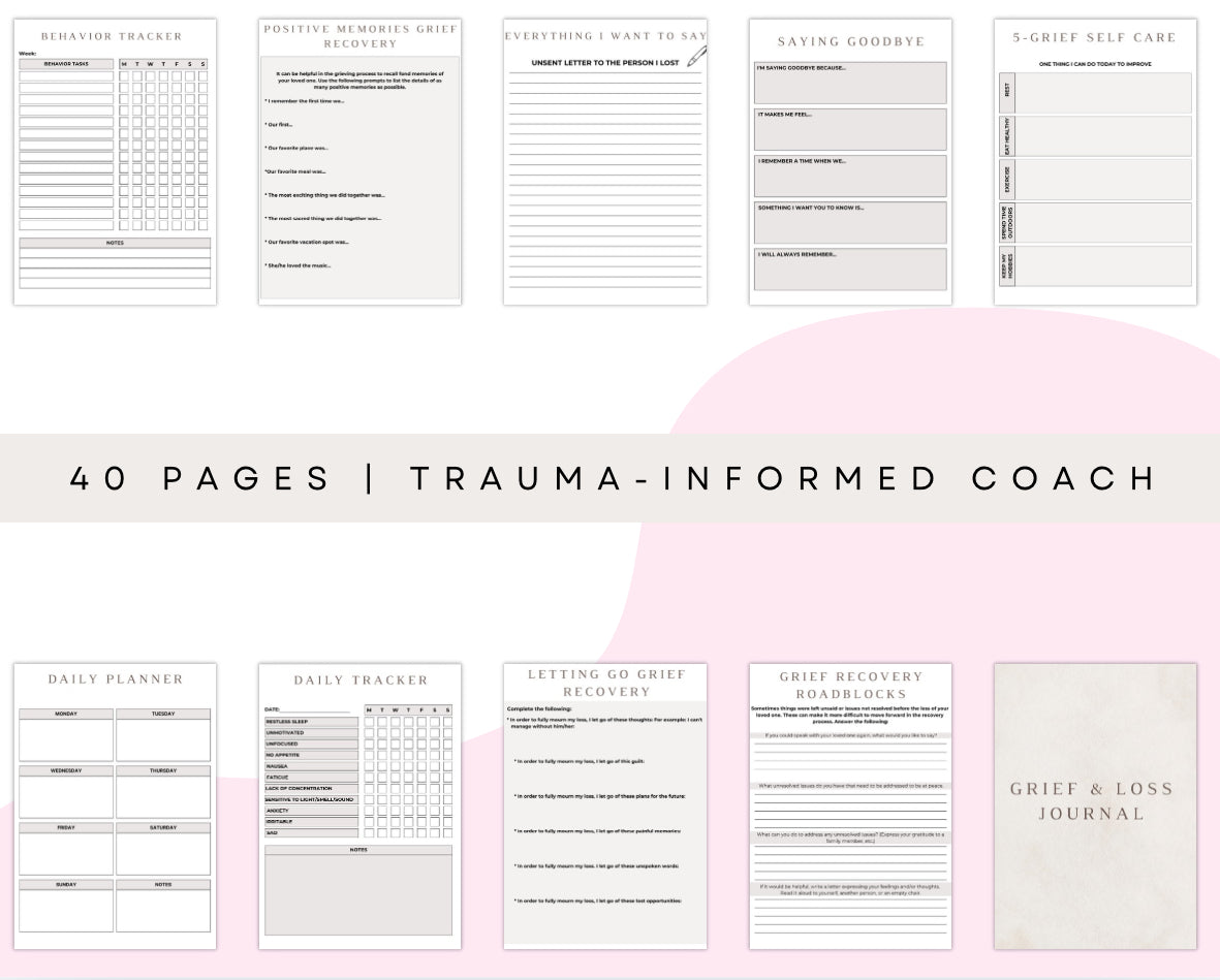 Grief & Loss Journal (40 Pages) – Printable Healing Workbook for Grief Recovery | Bereavement & Emotional Support PDF