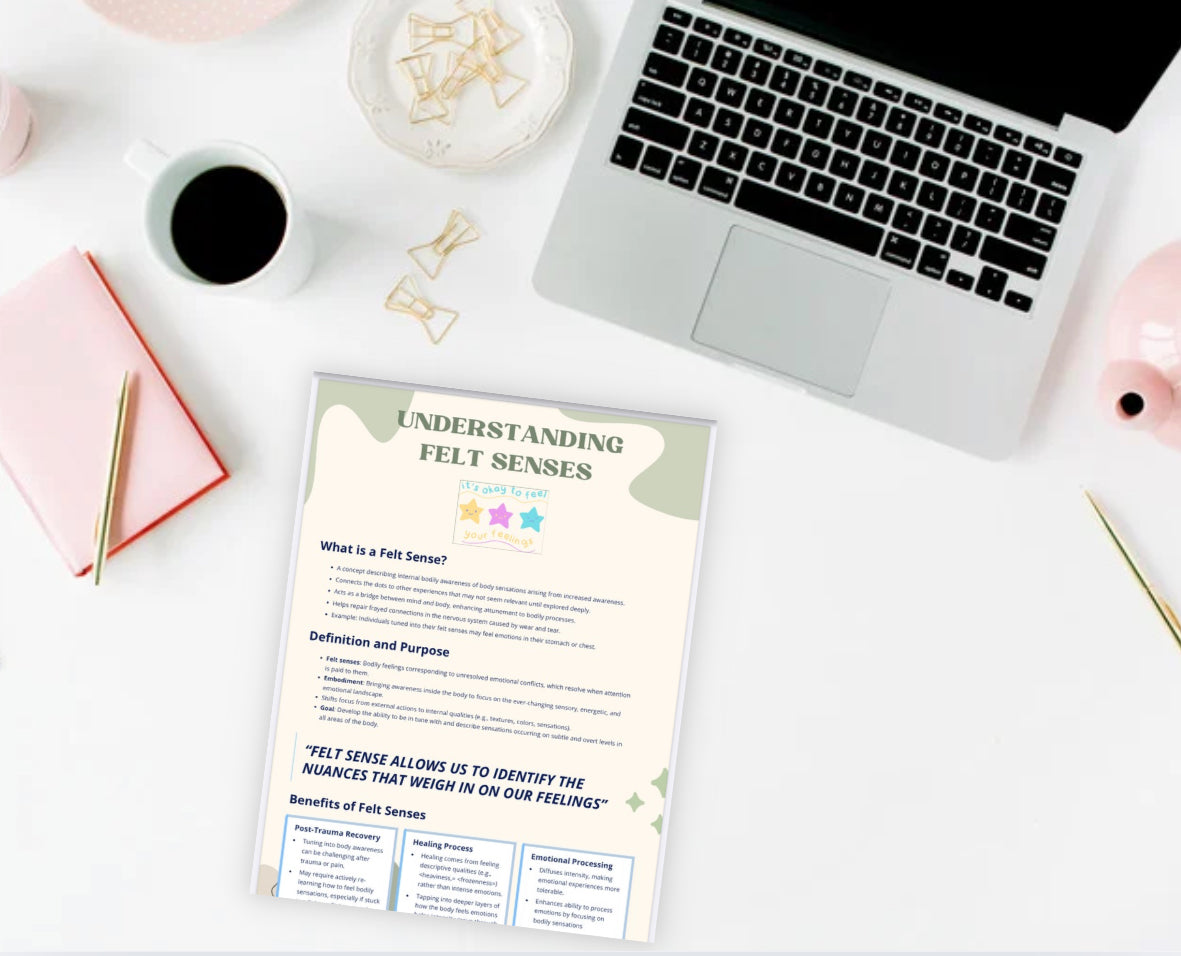 Understanding Felt Senses – 3-Page Printable Mindfulness & Emotional Processing Worksheet