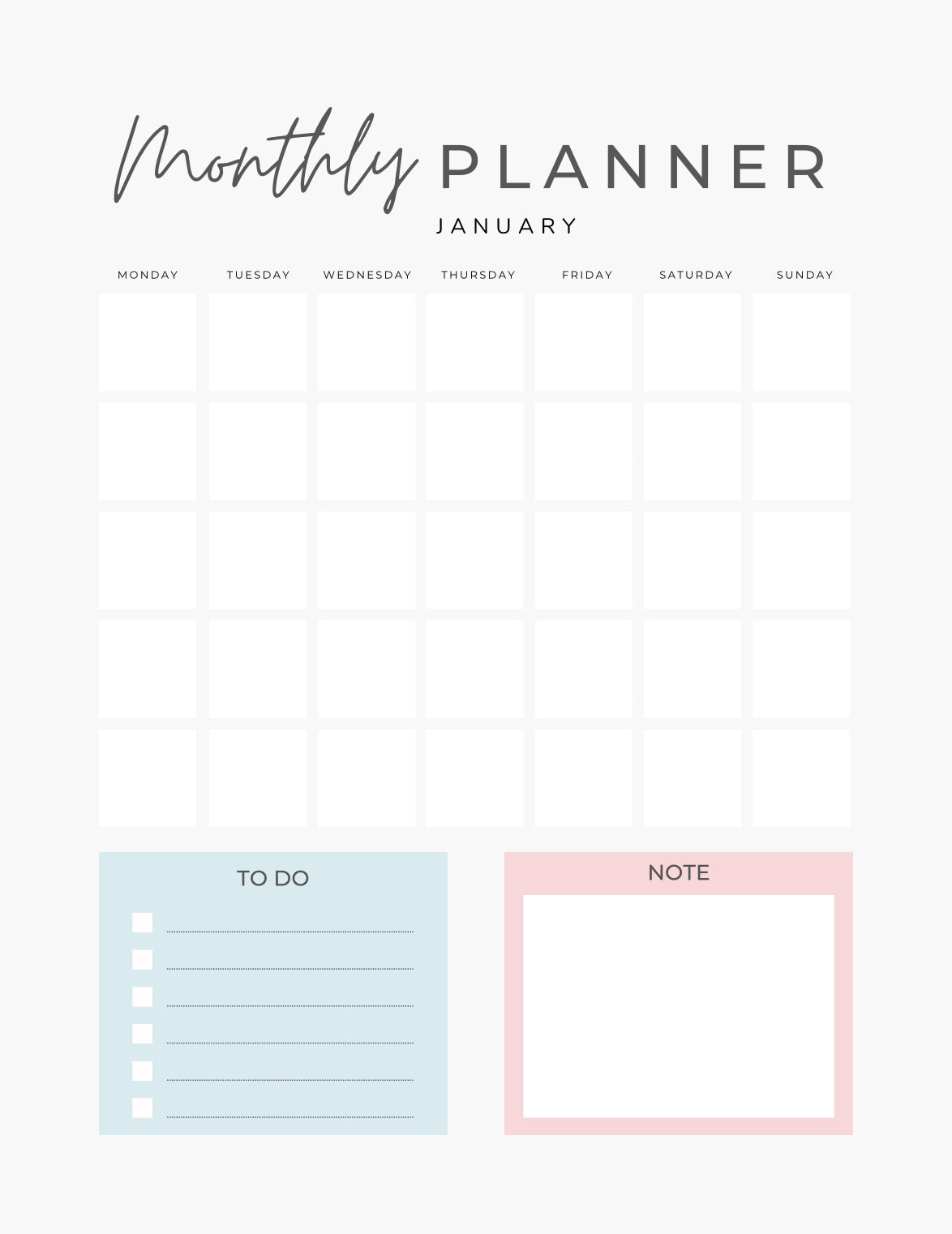 Undated Printable Planner – 18 Pages | Minimal Pastel Aesthetic | A4 + US Letter