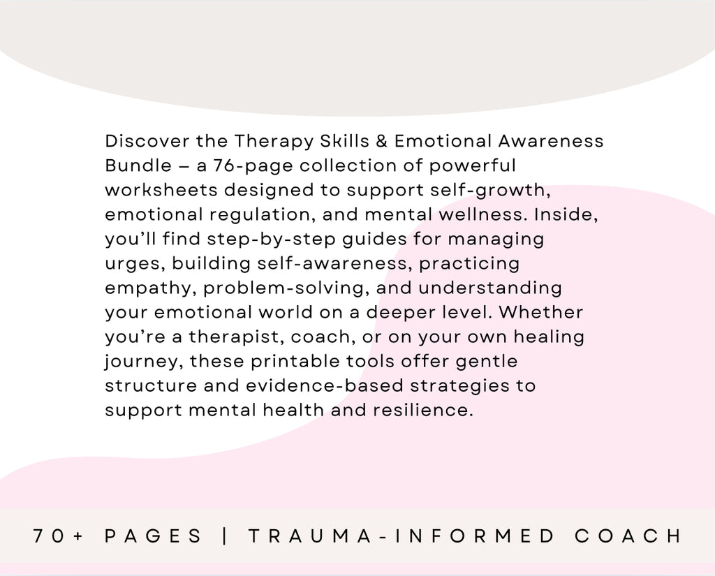 Therapy Skills & Emotional Growth Workbook Bundle (76 Pages) | CBT & DBT Printable Tools