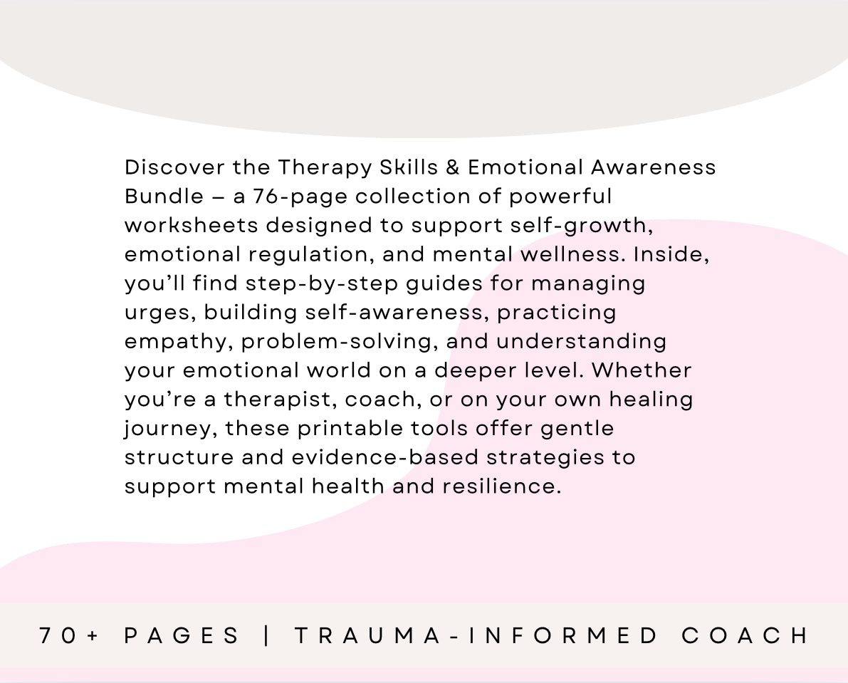 Therapy Skills & Emotional Growth Workbook Bundle (76 Pages) | CBT & DBT Printable Tools