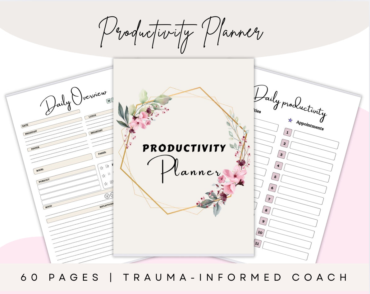 60-Page Printable Productivity Planner | Daily, Weekly & Monthly Goal Setting, Budgeting, Fitness & Self-Care | Digital Download