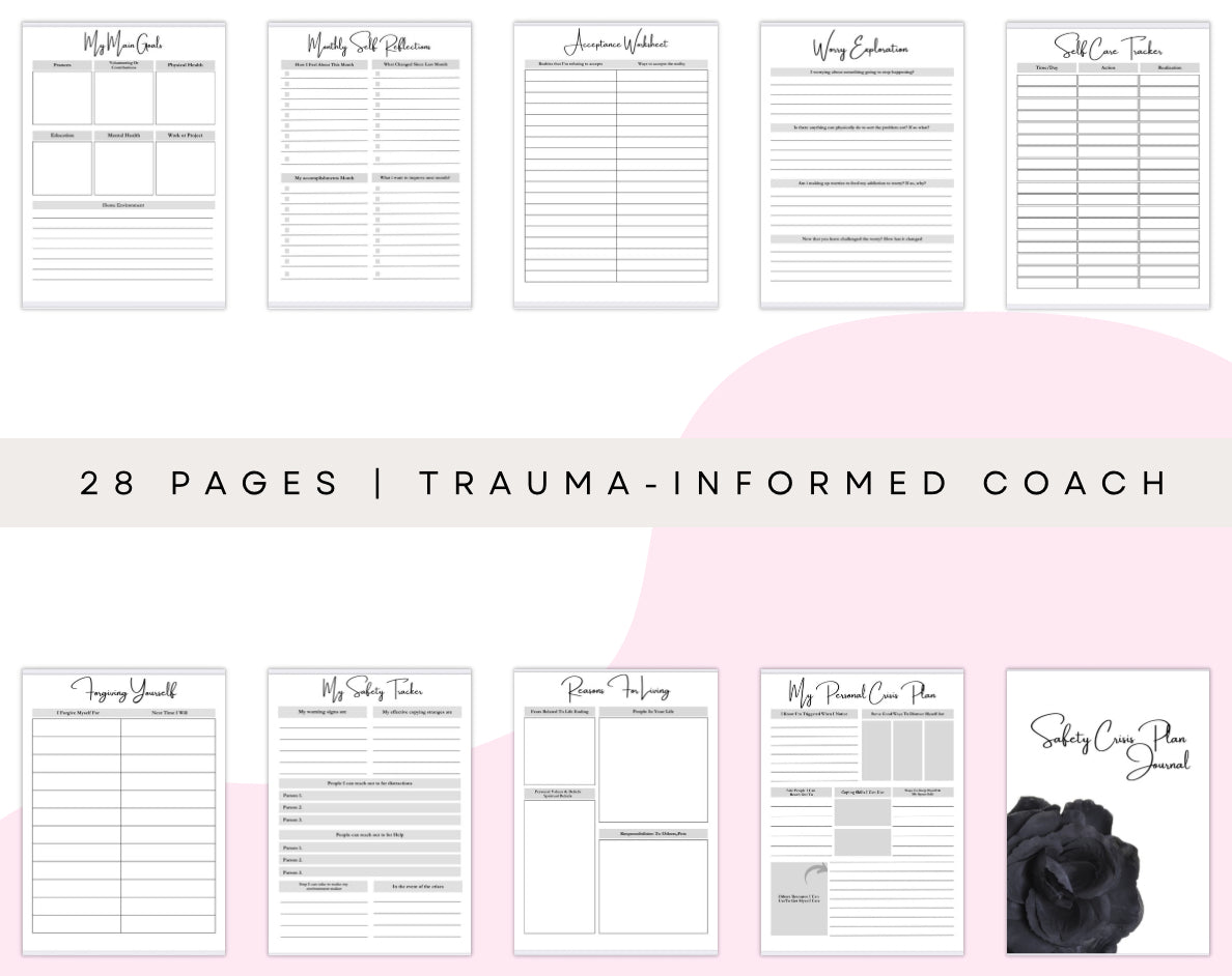 Safety & Crisis Plan Journal – 28 Printable Pages for Coping, Anxiety, and Mental Health Support