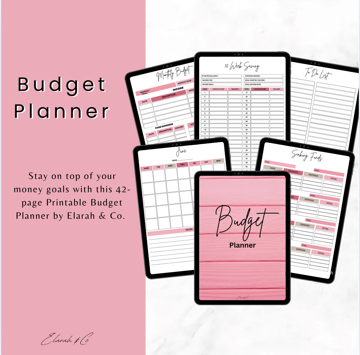Printable Budget Planner | 42-Page Finance Tracker | Expense, Savings, Debt, Income Logs | Instant Download | A4 Digital PDF