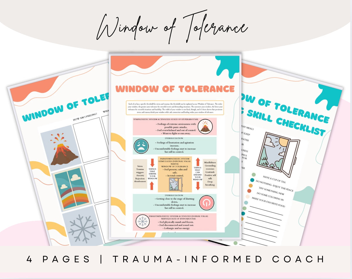 Window of Tolerance – Emotional Regulation & Coping Skills Printable Guide (4 Pages)